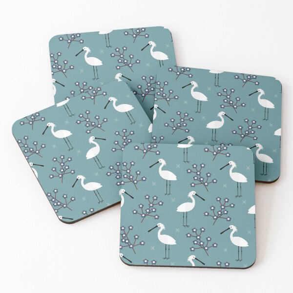 Item preview, Spoonbills on blue designed and sold by reneesillus.