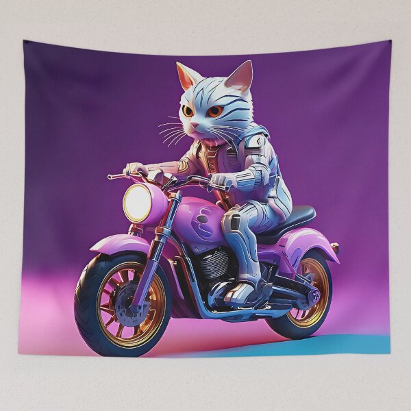 Item preview, Cool Biker Cat Riding A Motorcycle designed and sold by ToxicInkArt.
