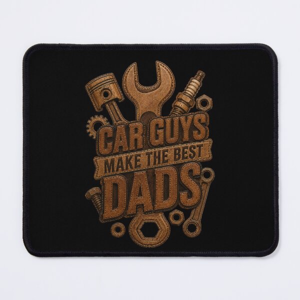 Item preview, Car Guys Make the Best Dads | leather Patch Style Mechanic Shirt Design designed and sold by Style2Vie.