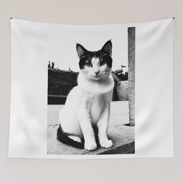 Item preview, Animals - Bicolor Cat in the Street, Urban Black and White Elegance designed and sold by DoodyPets.