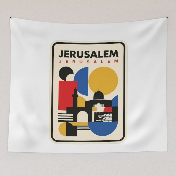 Item preview, Geometric Jerusalem Cityscape Mid Century Modern designed and sold by k3rstman1.