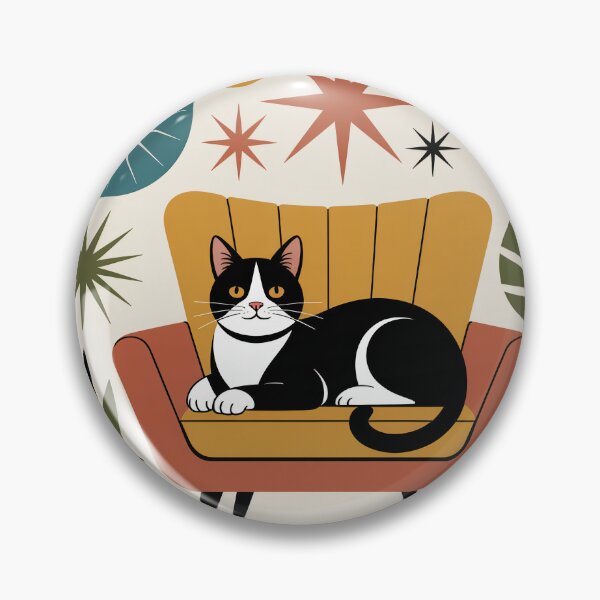 Item preview, Atomic Lounge Cat – Mid-Century Modern Palm Springs Retro Cat Wall Art designed and sold by Tamas Das.