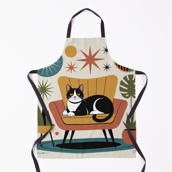 Item preview, Atomic Lounge Cat – Mid-Century Modern Palm Springs Retro Cat Wall Art designed and sold by Tamas Das.