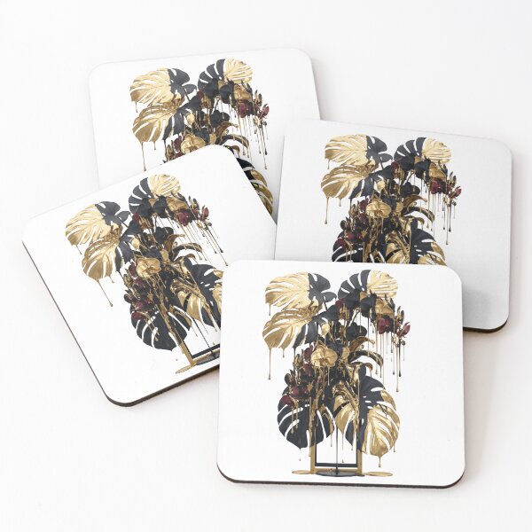 Item preview, Luxury Liquid Gold & Matte Black Monstera designed and sold by krishna-artdesigns.