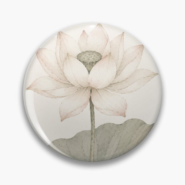 Item preview, Elegant Lotus Botanical Illustration with Vintage Thai Ornamental Frame  Minimalist Watercolor Floral Art designed and sold by Siam Soul Studio.