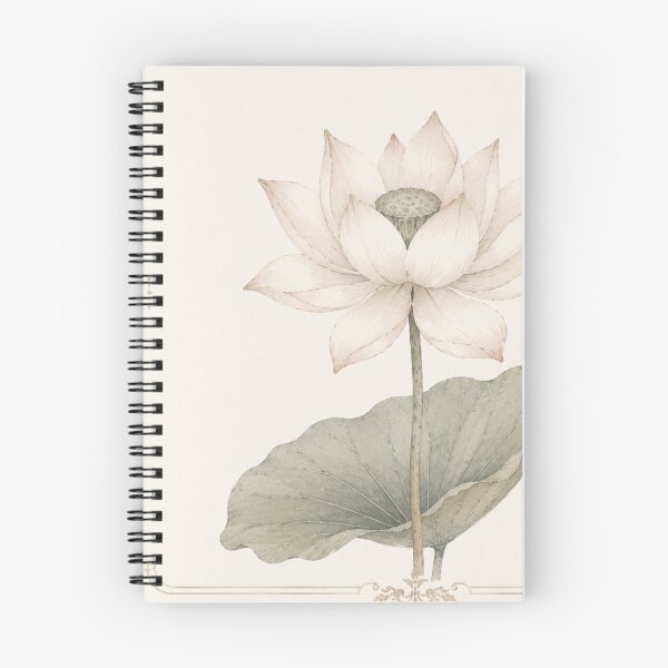 Item preview, Elegant Lotus Botanical Illustration with Vintage Thai Ornamental Frame  Minimalist Watercolor Floral Art designed and sold by Siam Soul Studio.