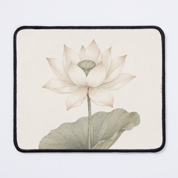 Item preview, Elegant Lotus Botanical Illustration with Vintage Thai Ornamental Frame  Minimalist Watercolor Floral Art designed and sold by Siam Soul Studio.
