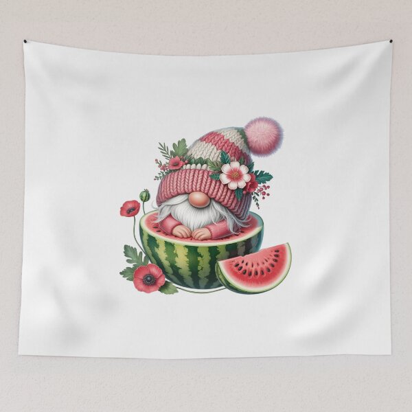 Item preview, Whimsical Watermelon Gnome Floral Summer Cute Garden Fantasy Illustration designed and sold by Celebrate & Sparkle.
