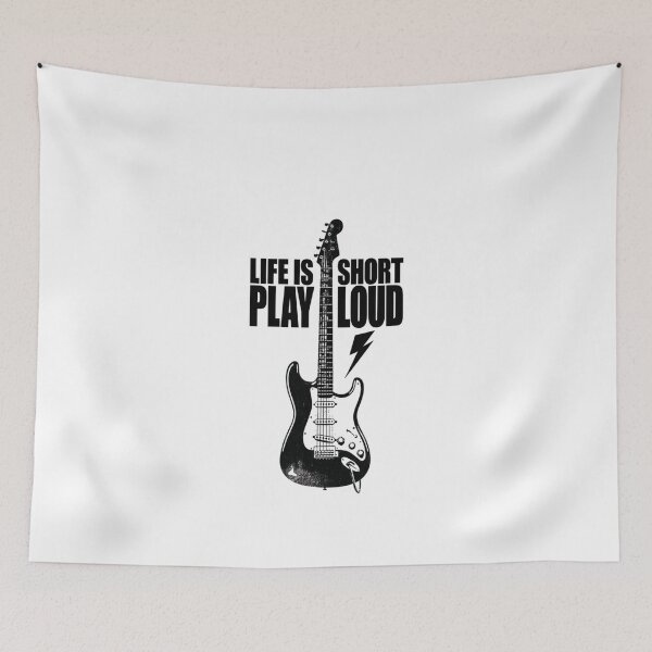 Item preview, Life Is Short Play Loud Guitar Print designed and sold by CosmicRockArt.