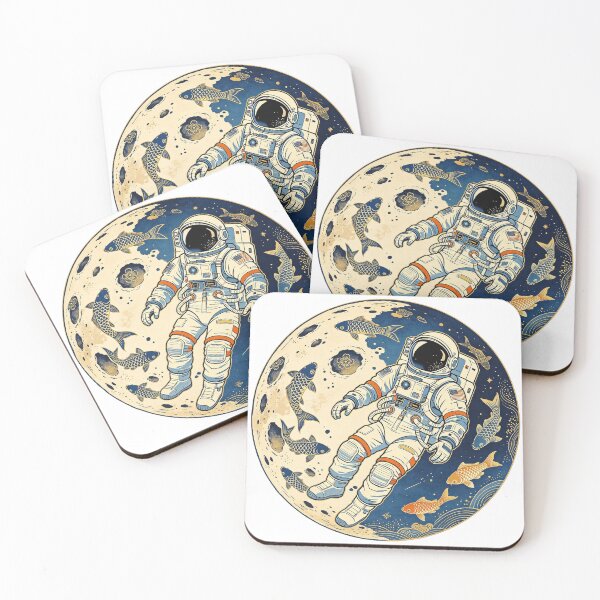 Item preview, Astronaut and fish on the moon designed and sold by ZonaOtaku.