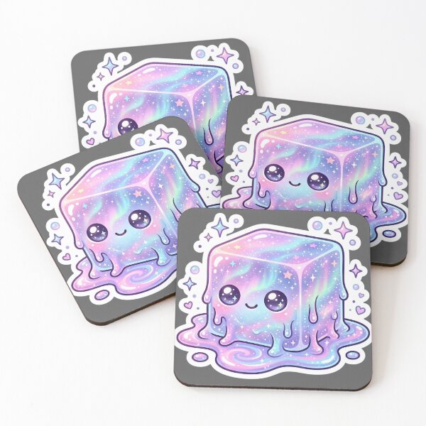 Item preview, Needoh Kawaii Aurora Galaxy Cube Sticker | Cute Pastel Cosmic Jelly Cube | Magical Space Aesthetic designed and sold by Bhaskar Digital Art.