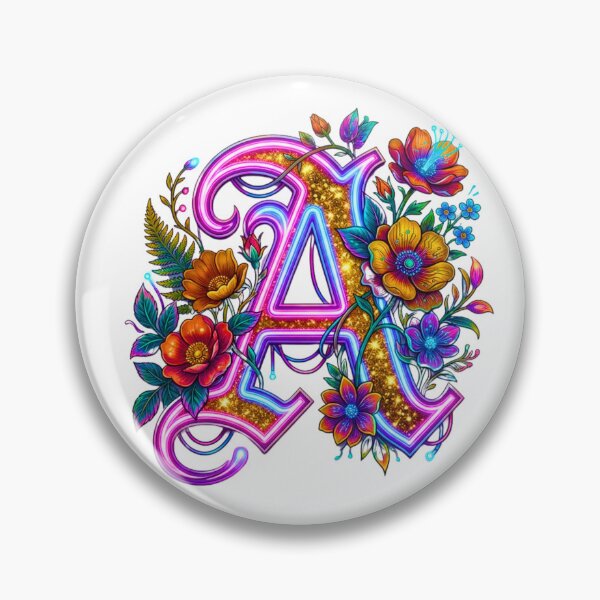 Item preview, Floral Neon A Initial Monogram designed and sold by MBBialyPiksel.