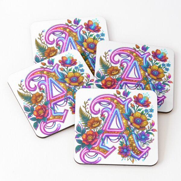 Item preview, ​Floral Neon A Initial Monogram designed and sold by MBBialyPiksel.