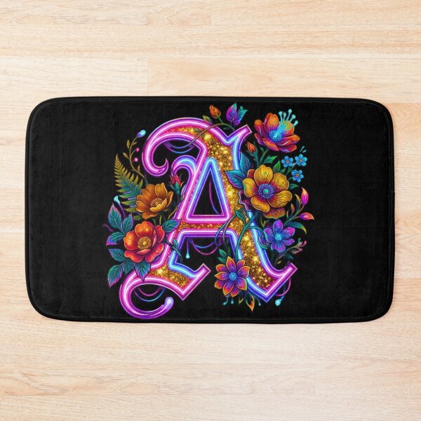 Item preview, ​Floral Neon A Initial Monogram designed and sold by MBBialyPiksel.