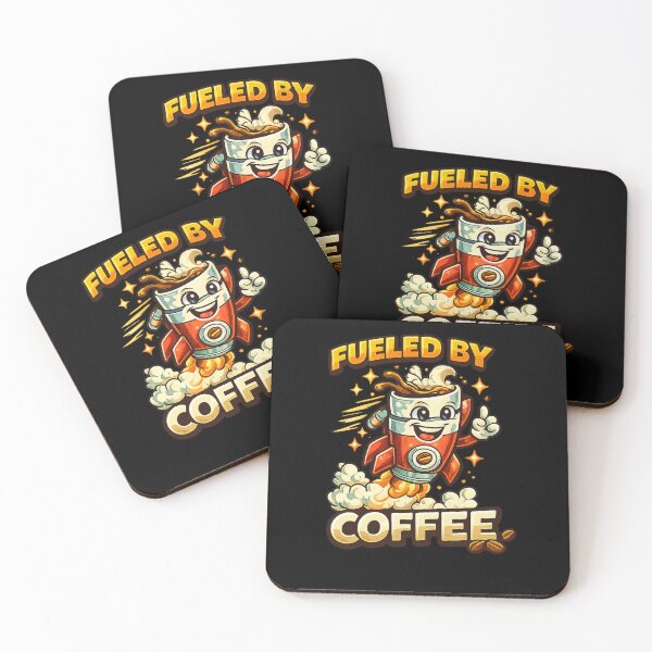 Item preview, Fueled By Coffee – Retro Cartoon Rocket Mug T-Shirt Design designed and sold by rigelcreation.