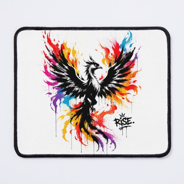 Item preview, Rise Phoenix Street Art T-Shirt | Stencil Fire Bird Graffiti Design | Urban Rebirth Streetwear Artwork designed and sold by PLUSHIWORLDtm.