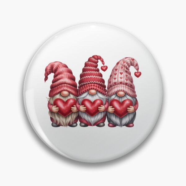 Item preview, Valentine Gnome Trio Holding Hearts Cute Love Gnomes Romantic Illustration designed and sold by Celebrate & Sparkle.