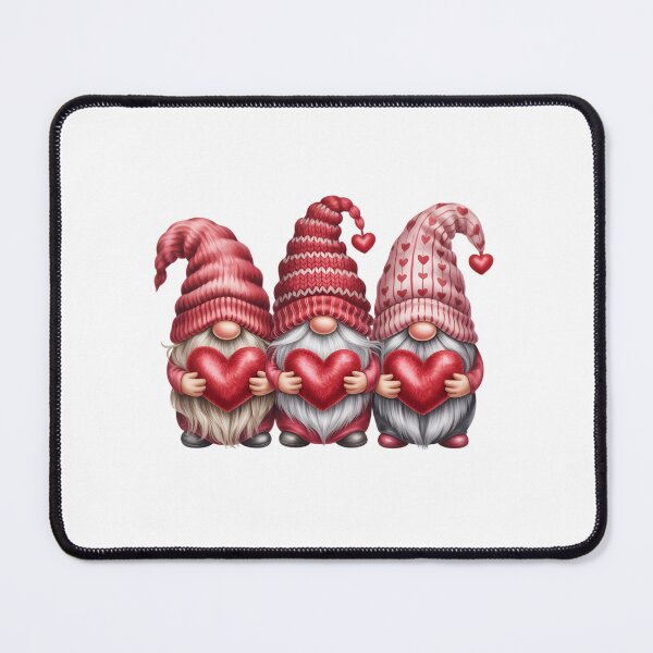 Item preview, Valentine Gnome Trio Holding Hearts Cute Love Gnomes Romantic Illustration designed and sold by Celebrate & Sparkle.