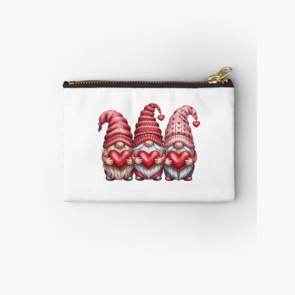 Item preview, Valentine Gnome Trio Holding Hearts Cute Love Gnomes Romantic Illustration designed and sold by Celebrate & Sparkle.