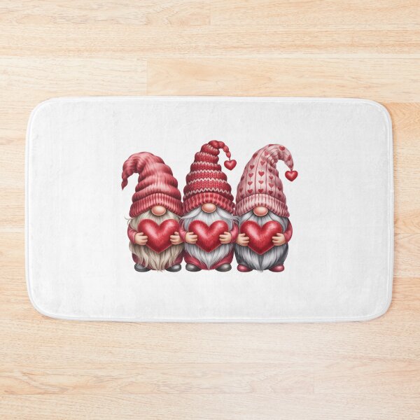 Item preview, Valentine Gnome Trio Holding Hearts Cute Love Gnomes Romantic Illustration designed and sold by Celebrate & Sparkle.