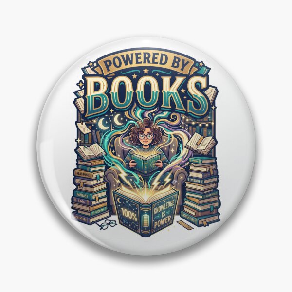 Item preview, Powered By Books Funny Book Lover Reading Design designed and sold by Pixel Analytics.