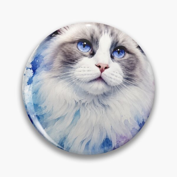 Item preview, Ragdoll Cat Watercolor Portrait | Blue & Purple Pastel Art | Cute Cat Lover Gift designed and sold by sumezo.