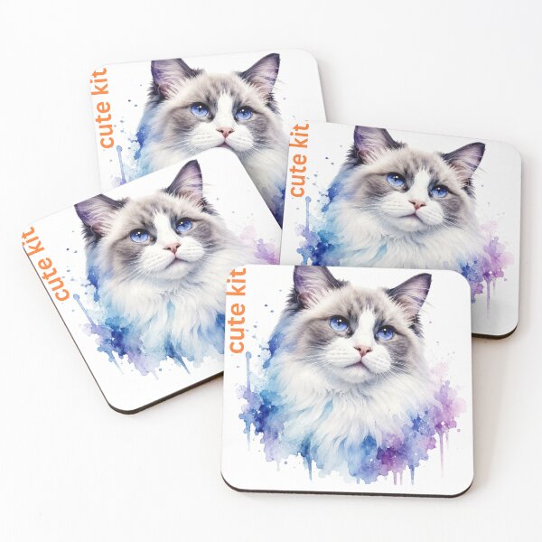 Item preview, Ragdoll Cat Watercolor Portrait | Blue & Purple Pastel Art | Cute Cat Lover Gift designed and sold by sumezo.