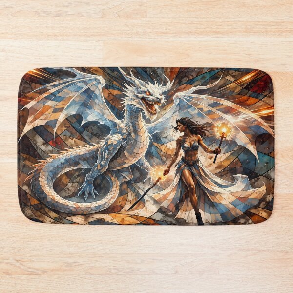 Item preview, Woman and Dragon in Stained Glass designed and sold by cuprum.