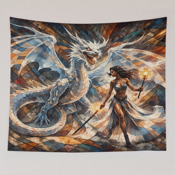 Item preview, Woman and Dragon in Stained Glass designed and sold by cuprum.