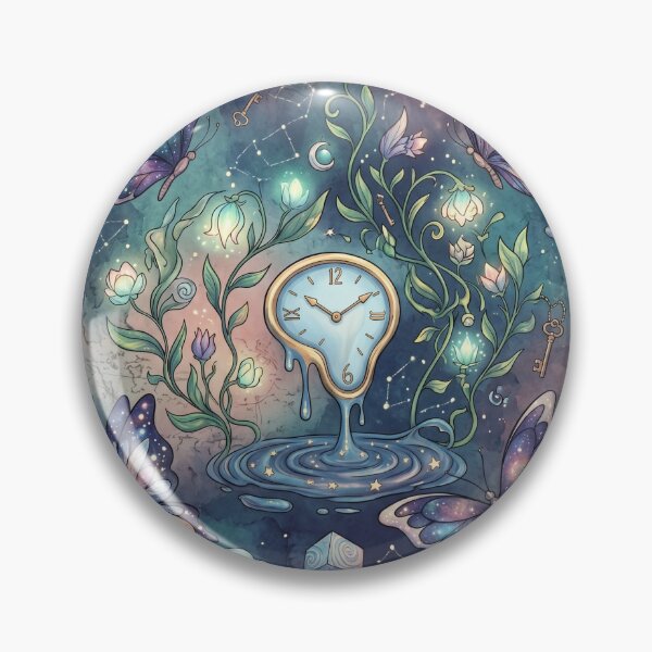 Item preview, Surreal Melting Clock Pattern - Dreamy Cosmic Butterflies, Moons & Flowers - Fantasy Seamless Design designed and sold by ART BOND.