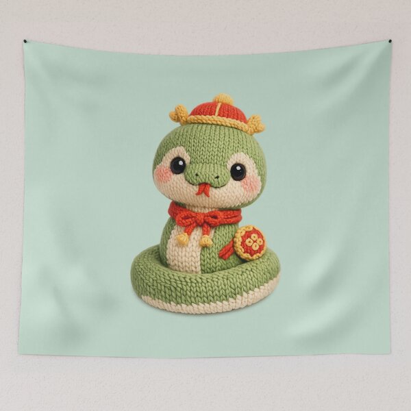 Item preview, Cute Knitted Year Of The Snake | Kawaii 3D Chinese New Year Zodiac Art designed and sold by Moons Studio.