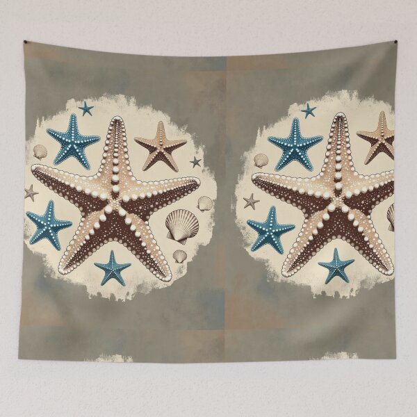 Item preview, Vintage Starfish and Seashell Coastal Design | Beach Ocean Artwork designed and sold by GalleryPeak.