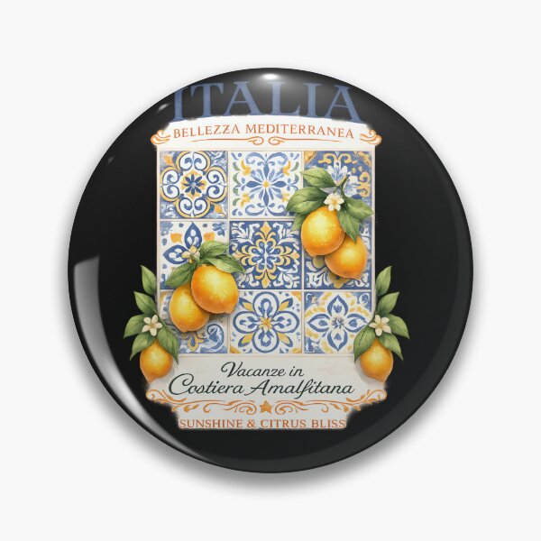 Item preview, Italian Lemon Escape – Mediterranean Tile Art Graphic designed and sold by Les-Ink-Studio.
