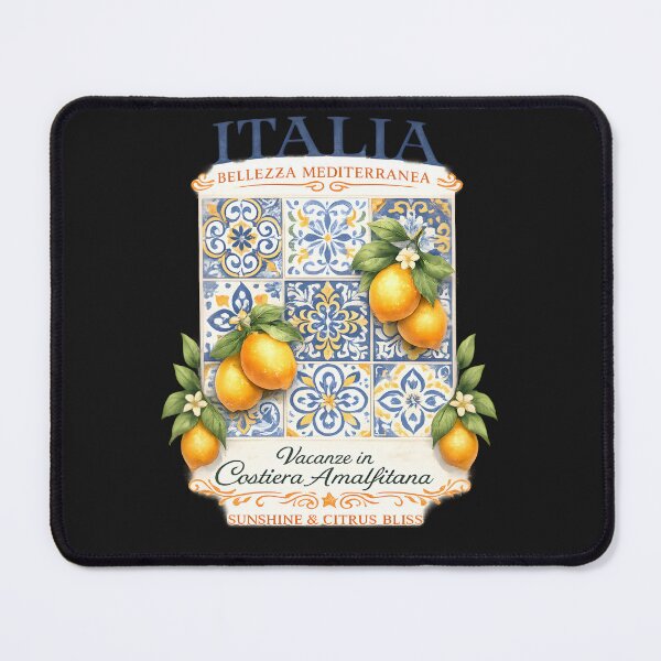 Item preview, Italian Lemon Escape – Mediterranean Tile Art Graphic designed and sold by Les-Ink-Studio.