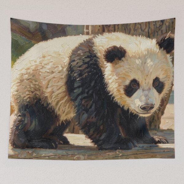 Item preview, Cute Panda Cub Oil Painting designed and sold by Kirrindy Designs.