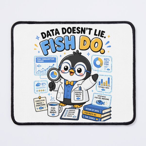 Item preview, Data Doesn't Lie Fish Do Funny Penguin Scientist Shirt Gift designed and sold by MaynyStudio.