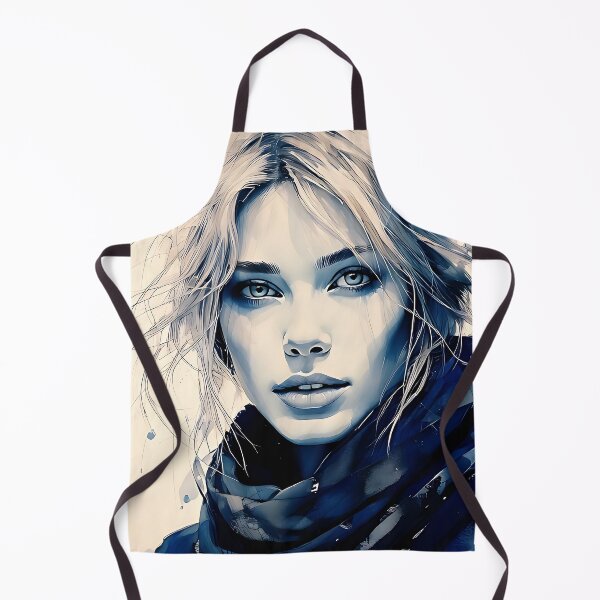 Item preview, Blue Scarf Ethereal Portrait - Artistic Watercolor Style designed and sold by ToxicInkArt.