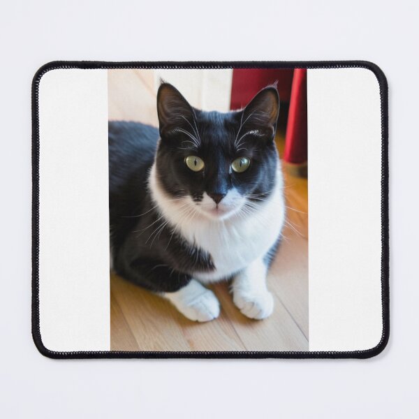 Item preview, Animals - Bicolor Tuxedo Cat, Feline Portrait with Intense Yellow-Green Eyes designed and sold by DoodyPets.