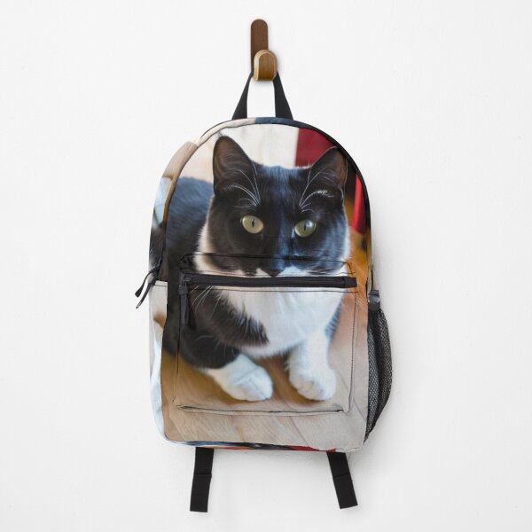 Item preview, Animals - Bicolor Tuxedo Cat, Feline Portrait with Intense Yellow-Green Eyes designed and sold by DoodyPets.