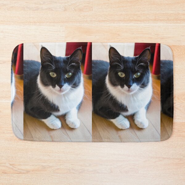 Item preview, Animals - Bicolor Tuxedo Cat, Feline Portrait with Intense Yellow-Green Eyes designed and sold by DoodyPets.