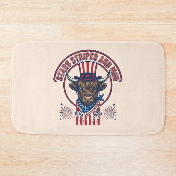 Item preview, Funny Highland Cow July 4th Retro Patriotic Farm Animal Vintage USA Gift designed and sold by Im-Ara.