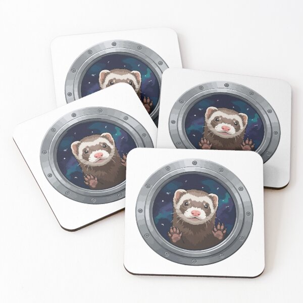 Item preview, Cute Ferret Peeking From Spaceship Porthole Window designed and sold by ArcApparel2020.