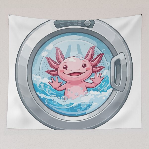Item preview, Cute Axolotl Peeking From Washing Machine Window designed and sold by ArcApparel2020.