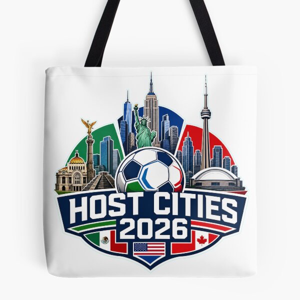 Item preview, World Cup 2026 Host Cities Skyline New York Mexico City Toronto T-Shirt designed and sold by Ahmed Nedji.