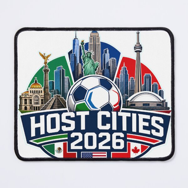 Item preview, World Cup 2026 Host Cities Skyline New York Mexico City Toronto T-Shirt designed and sold by Ahmed Nedji.