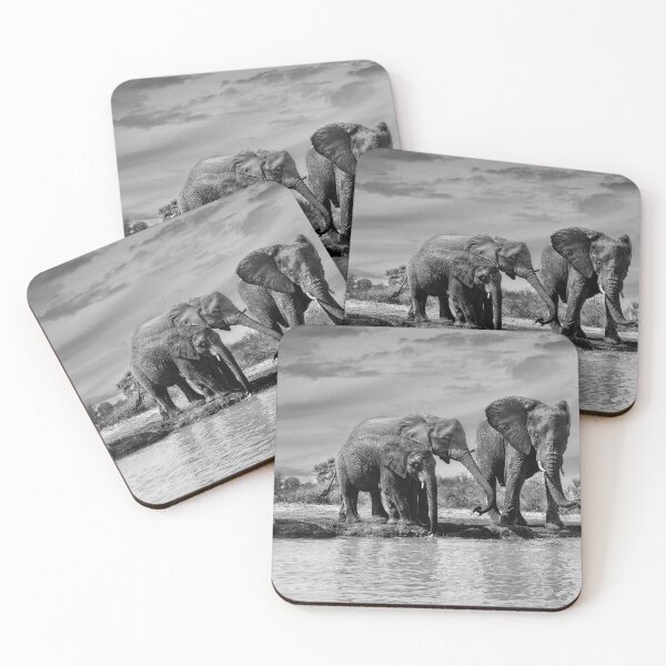 Item preview, Elephants At the Waterhole In Black and White designed and sold by Kay Brewer.