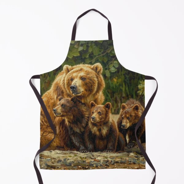 Item preview, Mother Grizzly Bear and Cubs Oil Painting designed and sold by Kirrindy Designs.