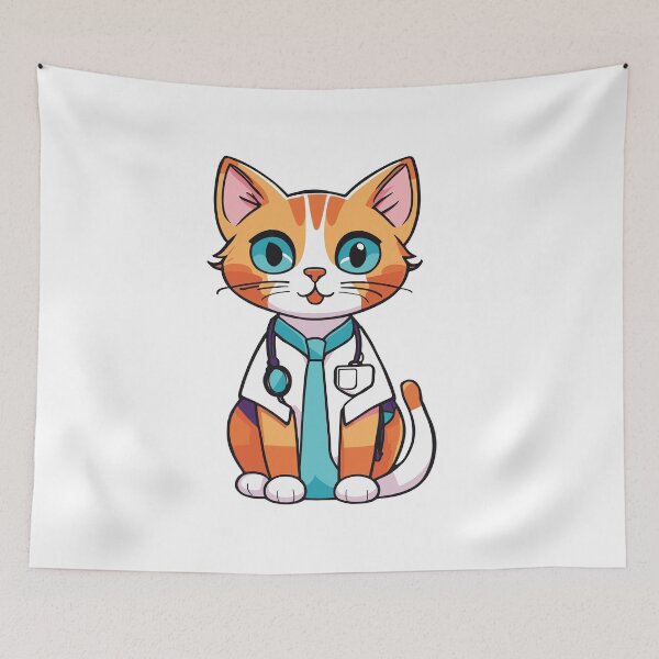 Item preview, Cat doctor, cheerful, friendly, bright, simple sticker in pixar style – Cute Lazy designed and sold by Artimax-Studio.