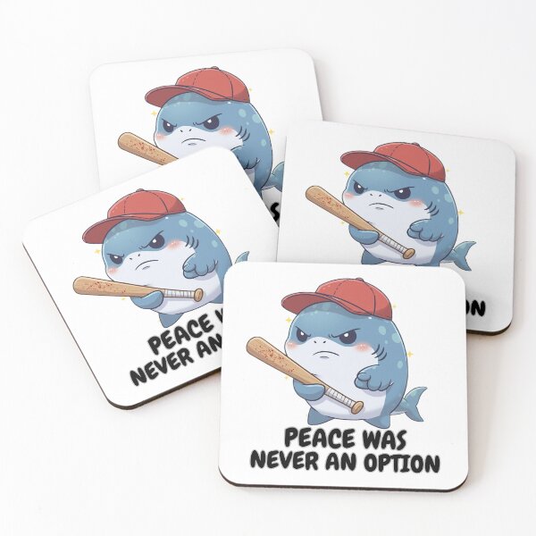 Item preview, Peace Was Never an Option – Funny Angry Shark Chibi Design designed and sold by Nature's Chibis.
