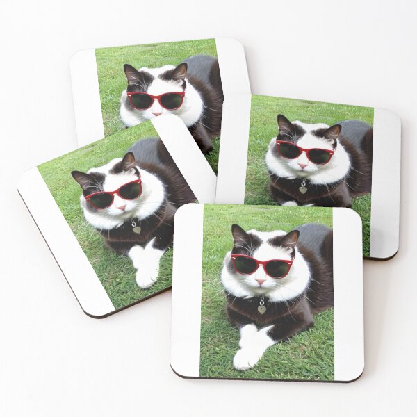 Item preview, Animals - Black and White Cat in Retro Wayfarer Sunglasses, Quirky 1980s Humor designed and sold by DoodyPets.